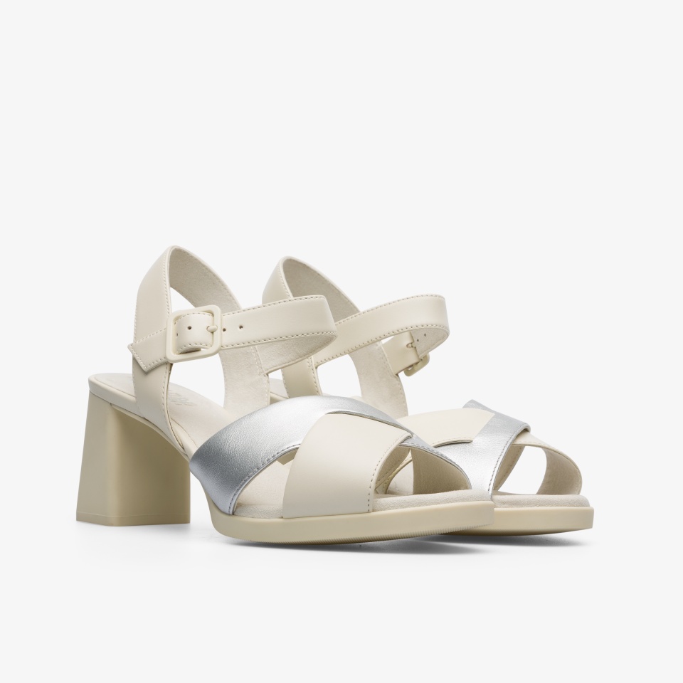 Camper Kara Silver/White - Camper Women's Heels ||9523-GKWXI||